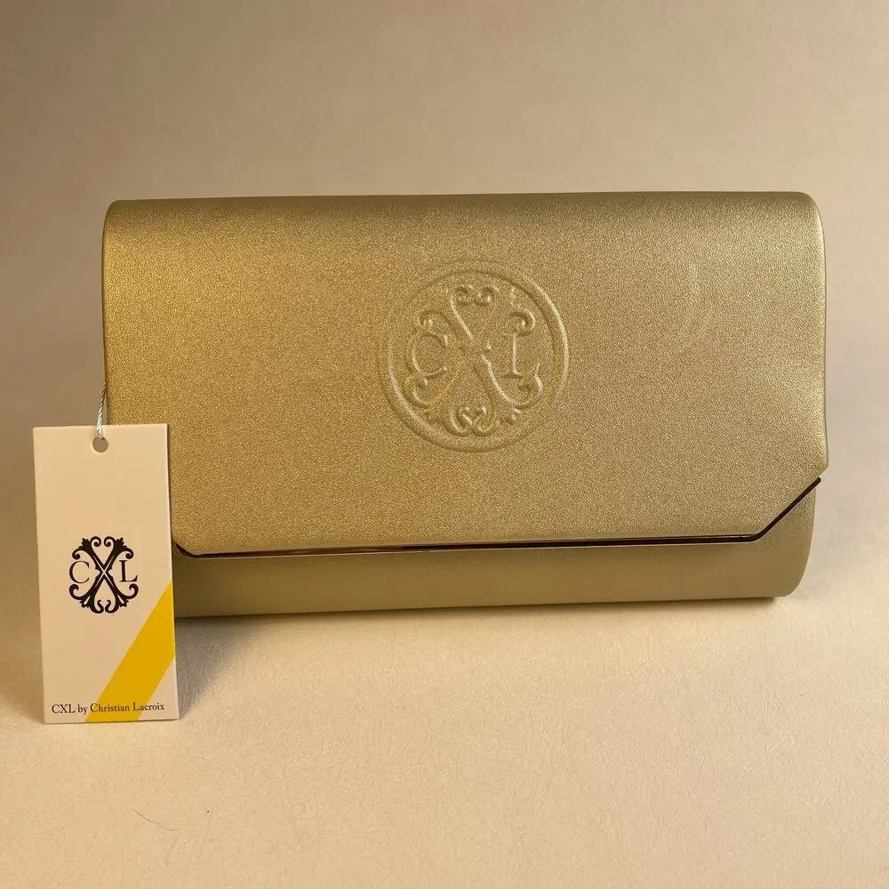 CXL Christian Lacroix Madison Smooth Clutch Gold Detachable Chain